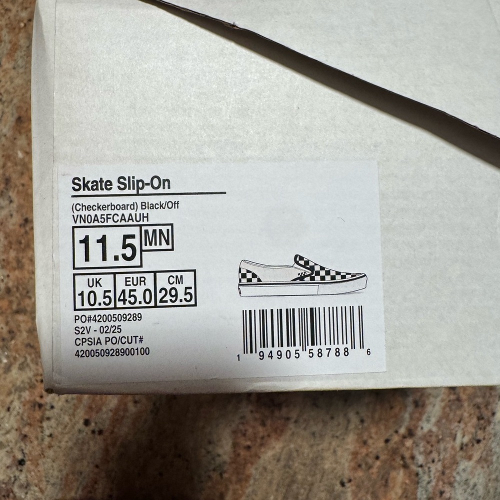 Vans Mens Slip-On Sneakers - Black and Cream Checkerboard 11.5 - Picture 11 of 12